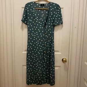 Vici teal and white polka dot dress midi dress